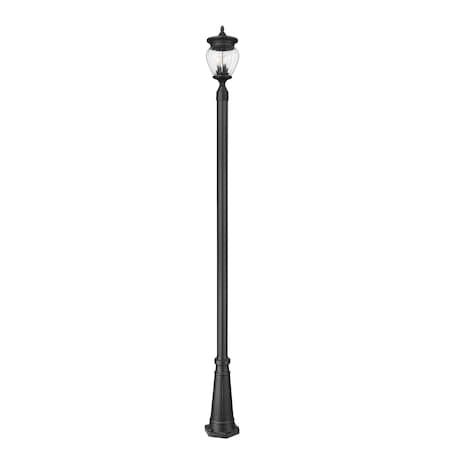 Z-Lite Davina 3 Light Outdoor Post Mounted Fixture, 10in. W x 114.25in. H, Black 5016PHMR-5011P-BK